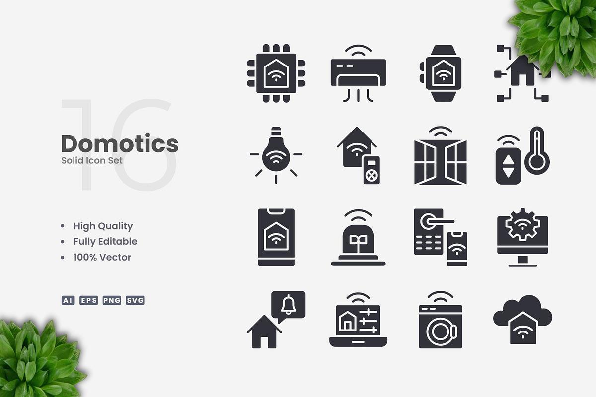 Domotics Solid Icons, an Icon by Upnowgraphic