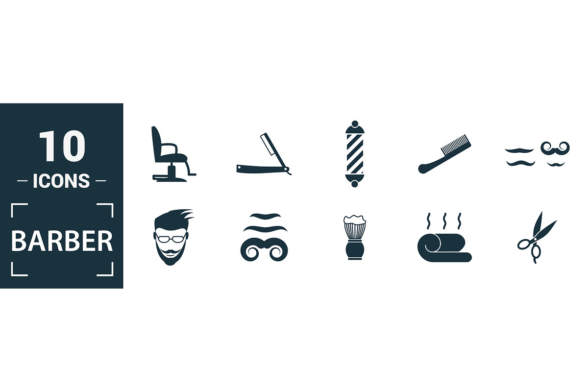 Barber Filled Icon Set, an Object Graphic by Aimagenarium@gmail.com (Photo 2 of 3)