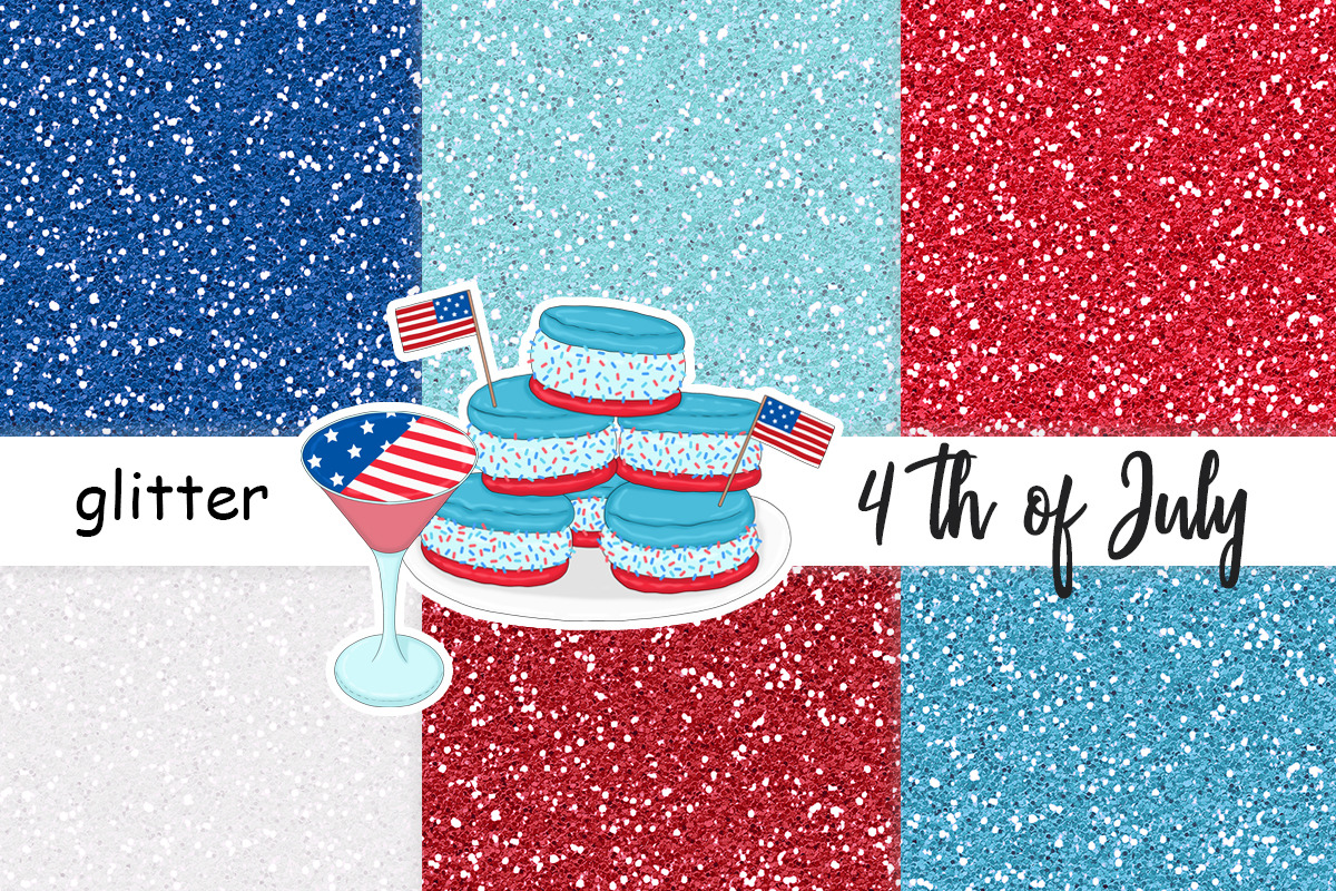 4th of July Bright Glitter, a Pattern Graphic by GlamArtZhanna