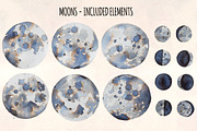 14 Moon Phases Watercolor Graphics, a Seasonal Illustration by Violet LeBeaux (Thumbnail 2 of 3)