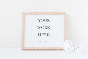 Horizontal frame mockup - wooden, a Print Template by L'Aura Studio