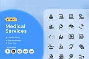 Medical Services Icon Set, an Outline Icon by Nathaya Studio