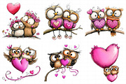 Cute Couple Owl Valentine's Day Clip, an Illustration by Daily.Designs (Thumbnail 3 of 5)