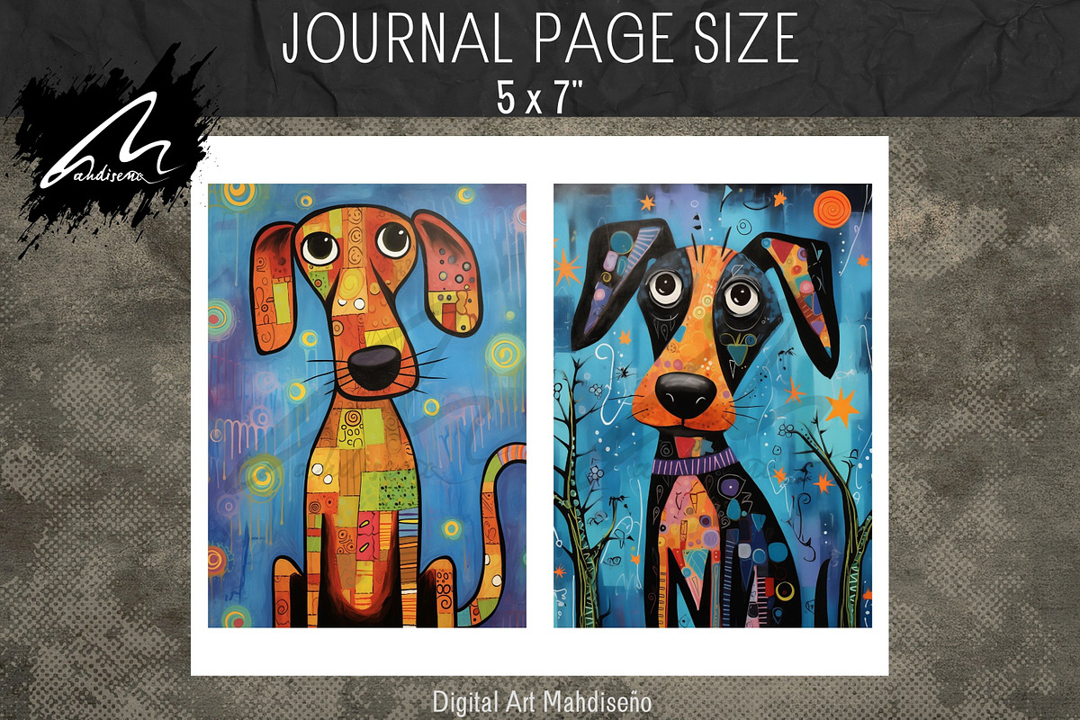 Whimsical Colorful Dog Papers, an Animal Illustration by Digital Art Mahdiseño (Photo 5 of 9)