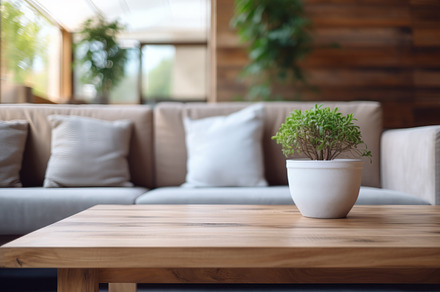 Close-up of modern minimalistic living room with sofa and table in front of sof, an Abstract Photo by Natalia Klenova's Shop