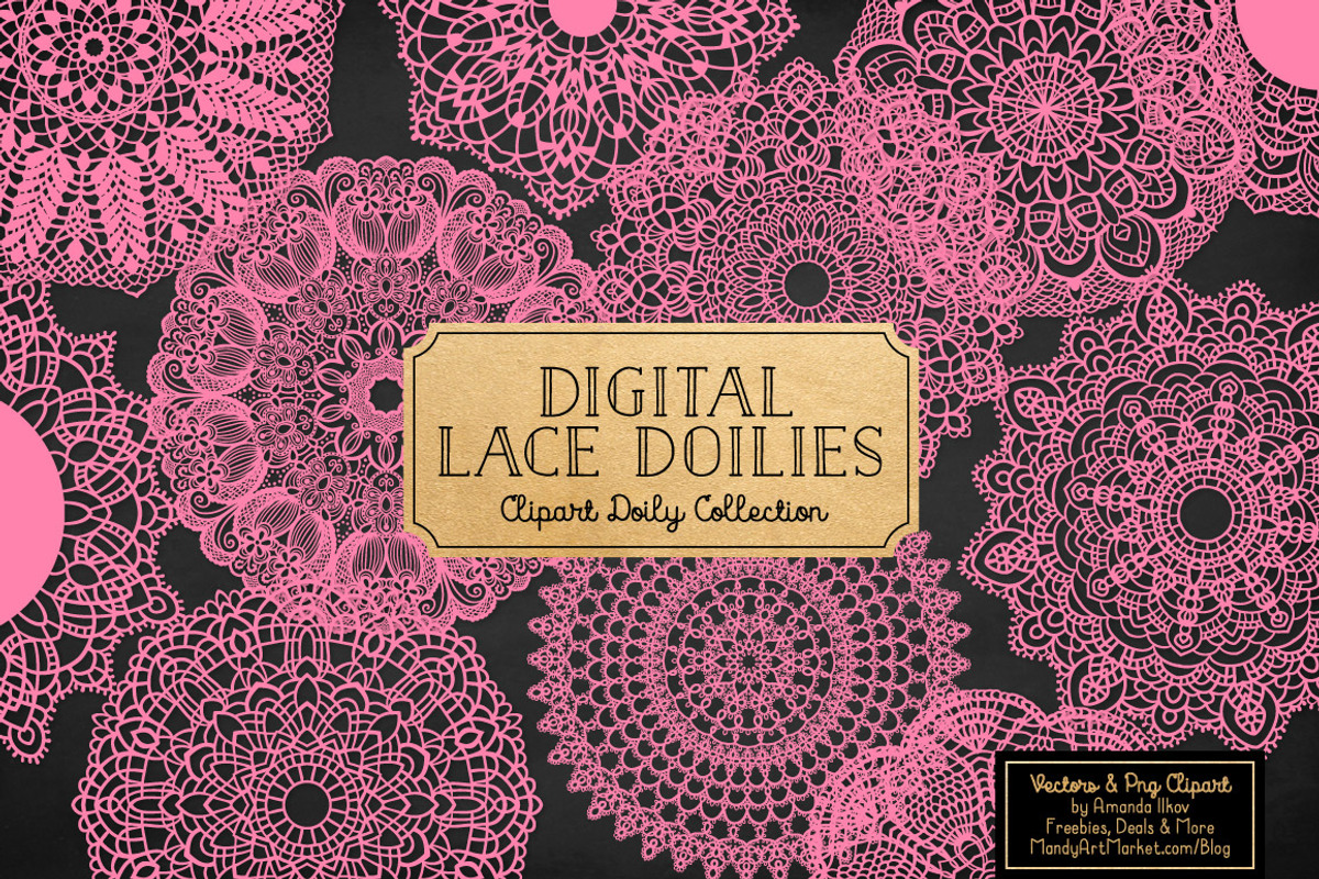 Pink Lace Vectors, Doily Clipart, an Illustration by Amanda Ilkov (Photo 2 of 4)