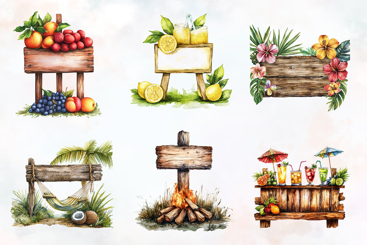 Summer Day Wooden Sign Clipart, an Illustration by RobertsArt (Photo 2 of 4)