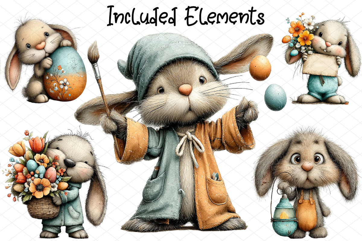 Whimsical Easter Bunny Clipart, an Illustration by cherrydesign (Photo 2 of 4)