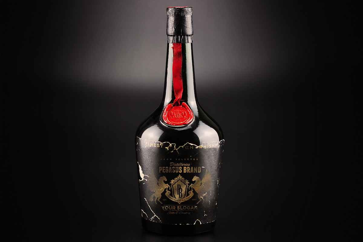 Red Seal Whiskey Bottle Mockup N1969, a Product Mockup by BMACHINA Labs. (Photo 2 of 5)