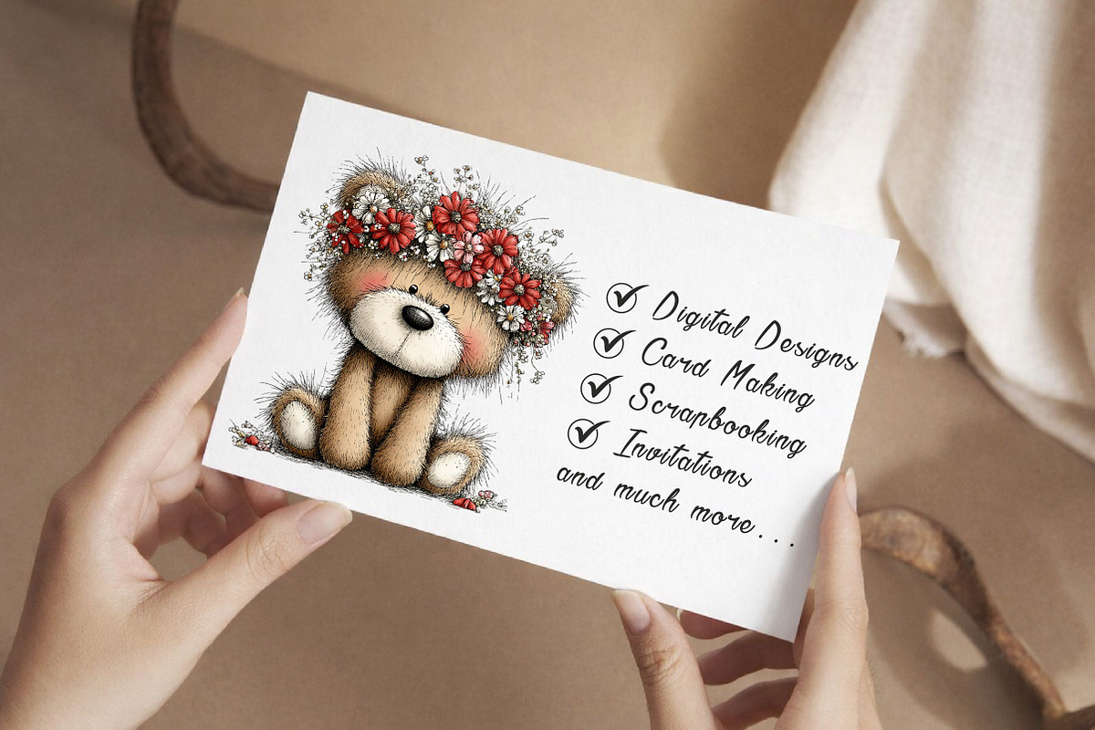 Whimsical Teddy Bear Clipart, an Illustration by Libby Wishes (Photo 3 of 4)