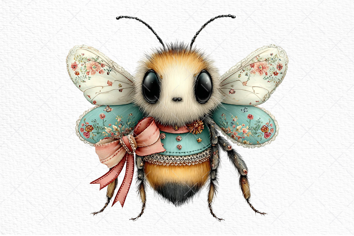 Whimsical Spring Bee Clipart PNG, an Illustration by Craft Nest (Photo 10 of 11)