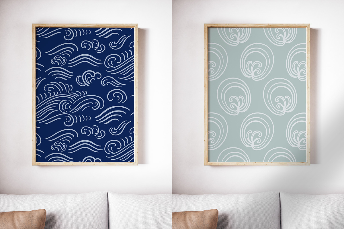 Japanese Waves Seamless Patterns, a Pattern Graphic by Katrinelly