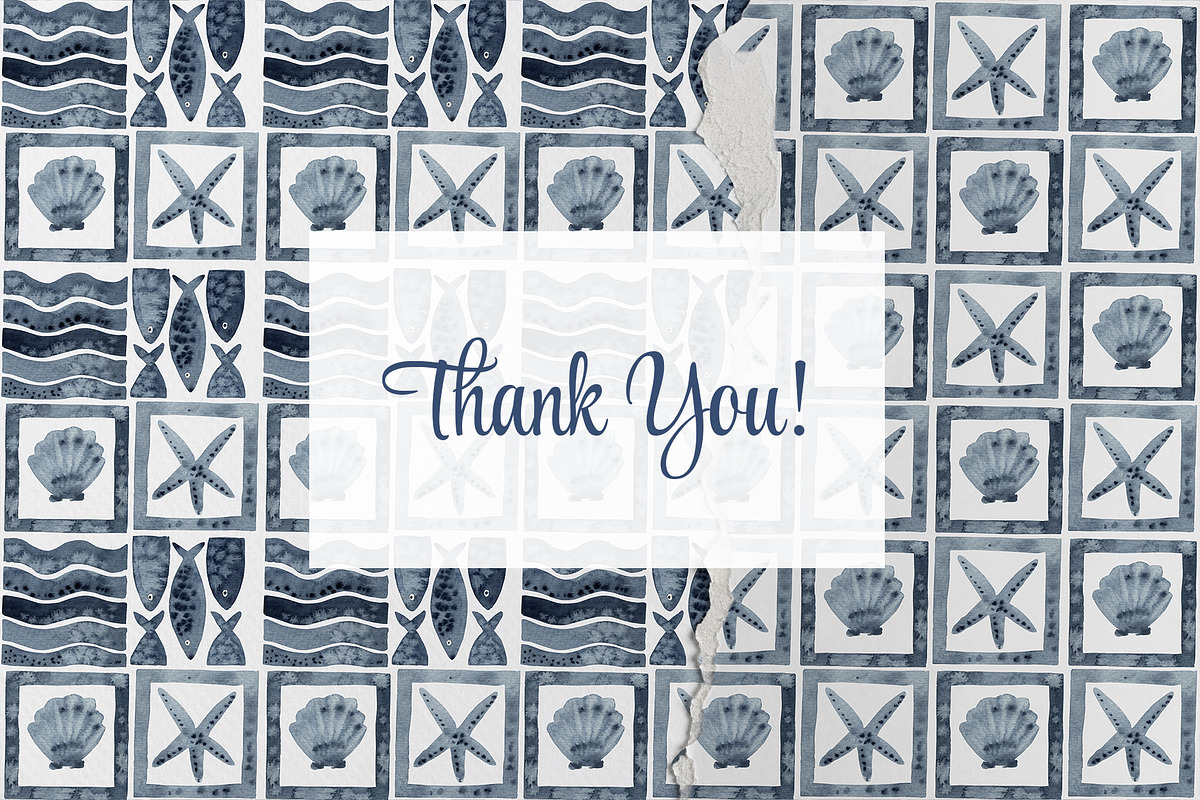 Indigo Sea Marine Watercolor Pattern, an Animal Illustration by YarovaArt (Photo 12 of 12)