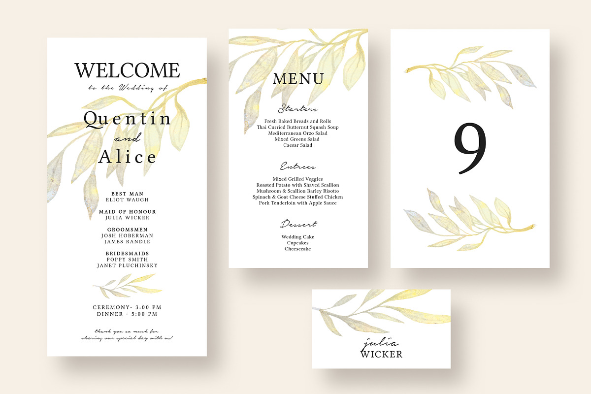 Watercolor Branch Wedding Suite, an Invitation Template by Knotted Design (Photo 4 of 5)
