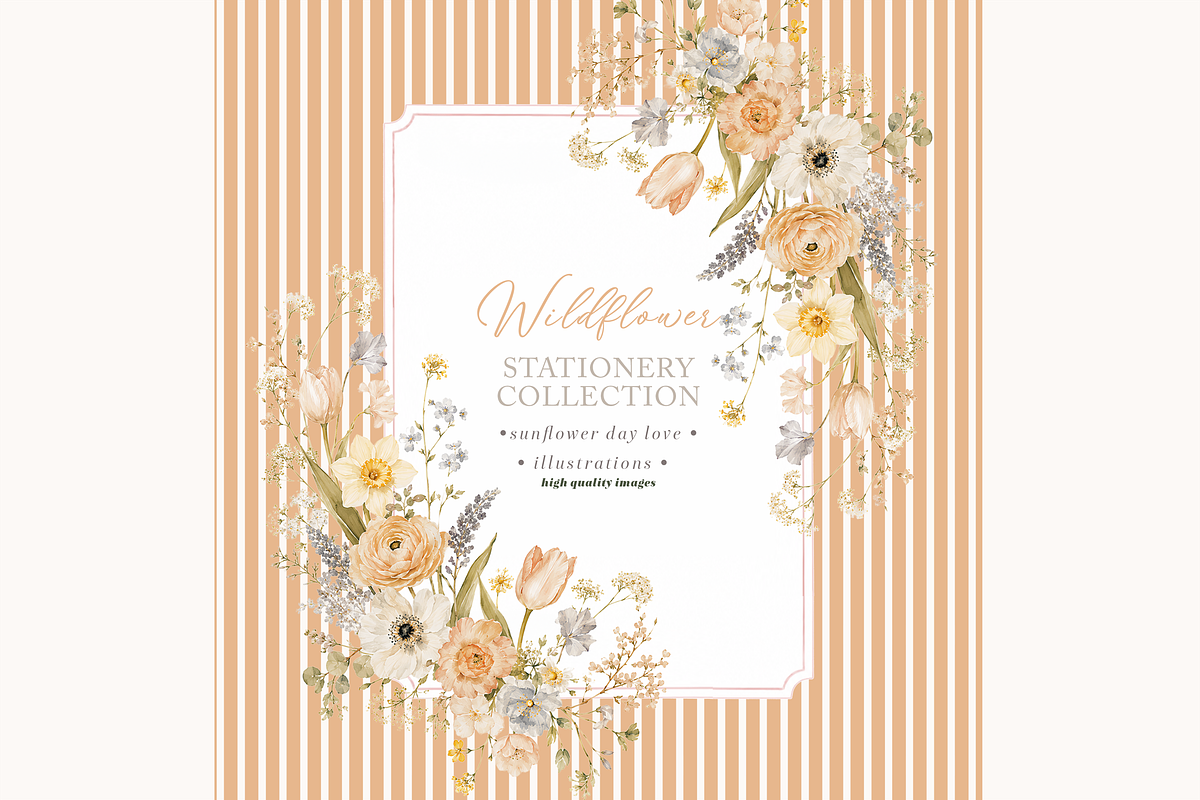 Wildflower Floral Frame Clipart, a Decorative Illustration by Sunflower Day Love (Photo 2 of 4)