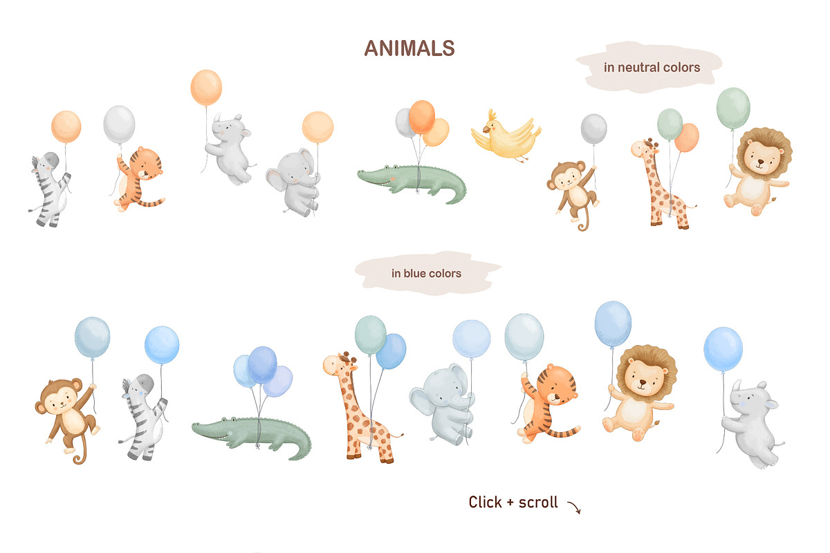Safari Animals Watercolor clipart, an Animal Illustration by ElenaPlatovaArt (Photo 3 of 15)