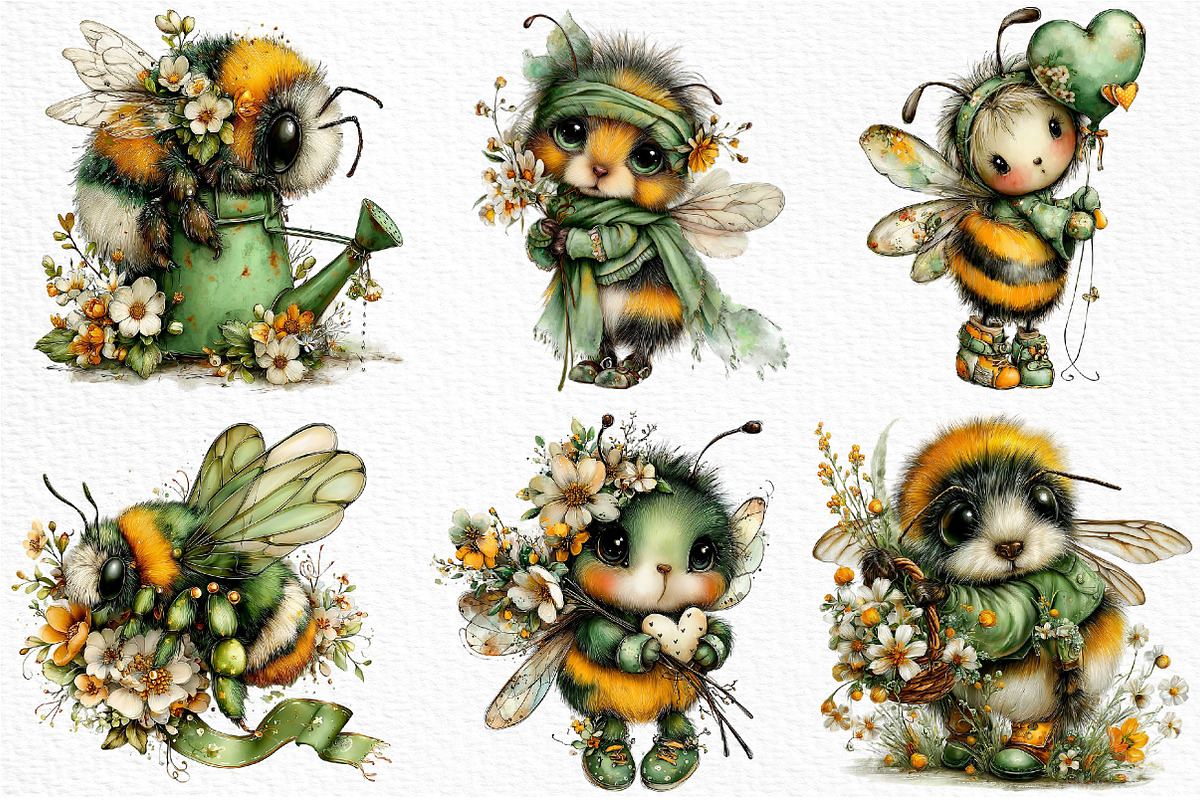Whimsical Spring Bee Clipart Png, an Illustration by Craft Nest (Photo 4 of 5)