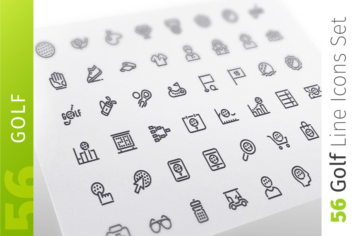Golf Line Icons Set, an Outline Icon by Voysla's Shop (Photo 1 of 4)