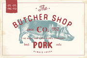 Butcher Shop Pork Logo Template, an Animal Illustration by Lemon Workshop (Thumbnail 1 of 3)
