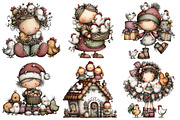 Christmas Crazy Chicken Lady Clipart, an Illustration by Pixels.Craft (Thumbnail 5 of 6)