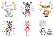 Birthday Baby Animal Clipart, Party, an Illustration by Watercolor design (Thumbnail 4 of 4)