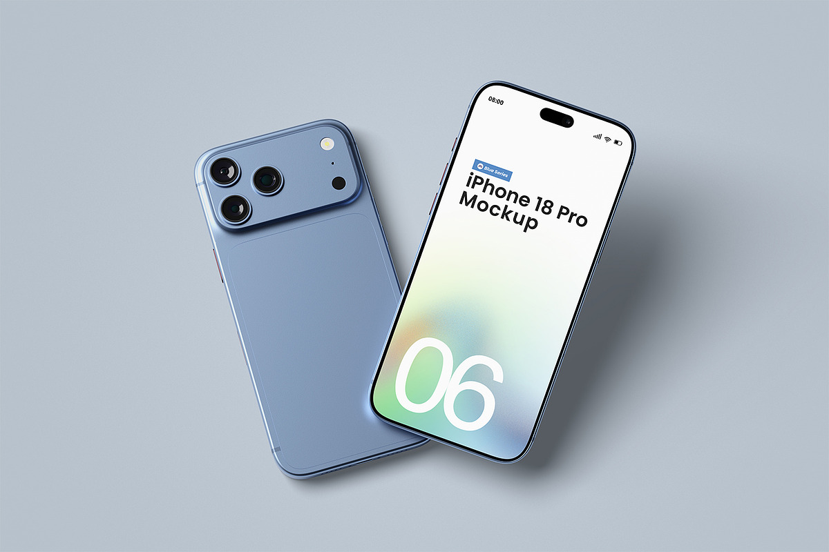 iPhone 18 Pro Mockup - Blue Series, an iPhone Mockup by getproject (Photo 6 of 6)