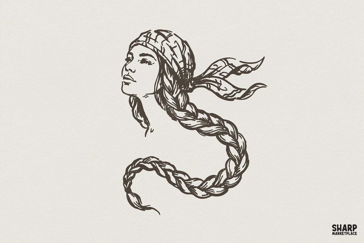 Braided Woman PNG, Digital, an Illustration by SharpMarketplace (Photo 1 of 4)