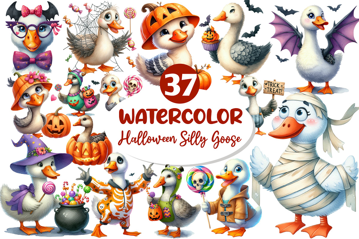 Funny Halloween Silly Goose Clipart, an Illustration by Dream Creation (Photo 1 of 7)