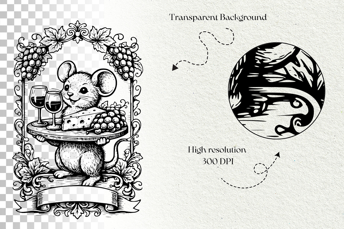 Mouse Wine and Cheese Graphics, a Decorative Illustration by DENIDigitalArtSudio (Photo 5 of 5)