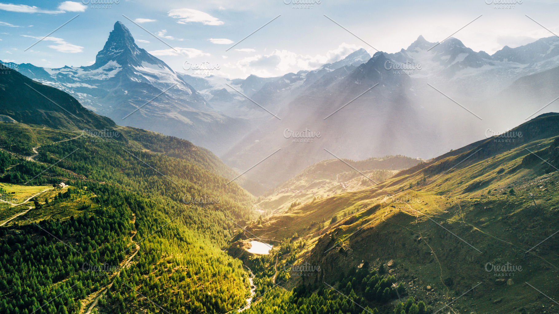 Matterhorn mountain epic aerial view, a Nature Photo by 5max