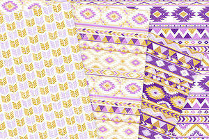 Purple & Gold Boho Seamless Pattern