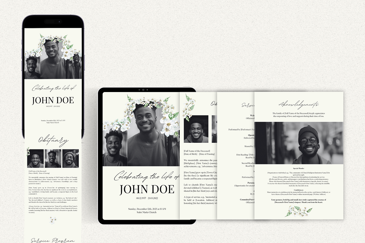 Funeral Program Template Set I Canva, an Invitation Template by The Social Stuff (Photo 6 of 11)