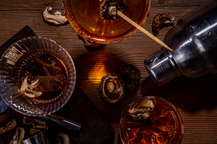Trendy hard infused mushroom cocktail, a Food & Drink Photo by Rimma