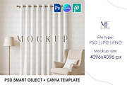 Linen Fabric Curtain Mockup, a Household Mockup by Mie Mockup Studio (Thumbnail 1 of 5)