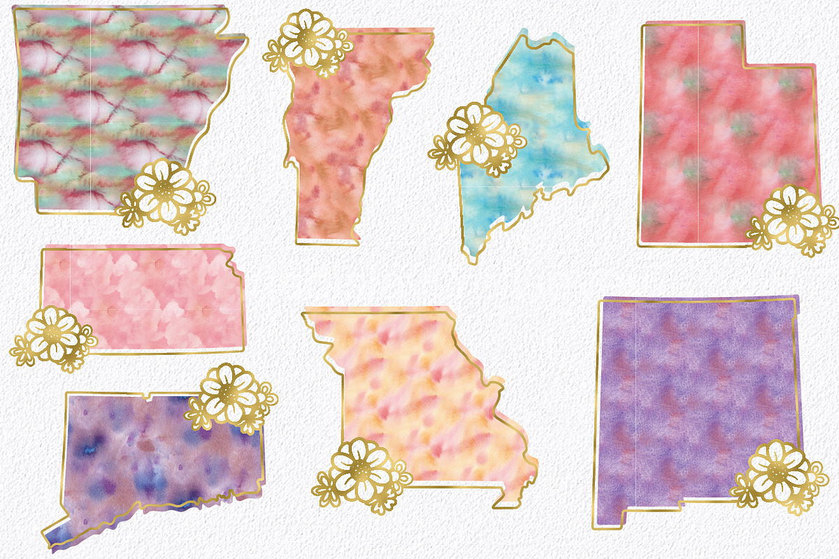 50 States Sublimation Clipart Bundle, an Illustration by OldMarket Designs (Photo 4 of 12)