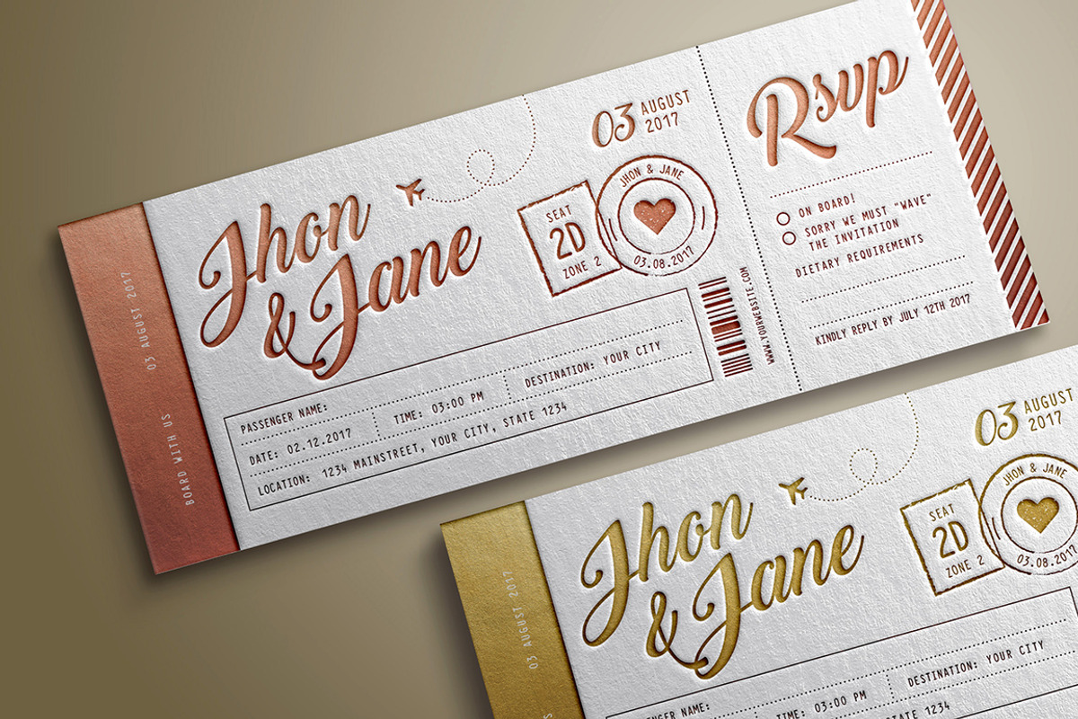 Elegant Wedding Invitation Ticket, an Invitation Template by Vynetta (Photo 2 of 7)