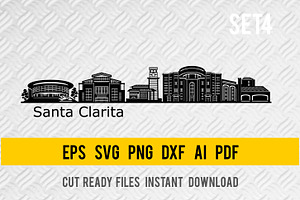 Santa Clarita City Skyline Cut SVG