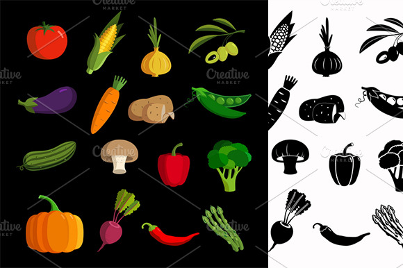 Vector Vegetable Colorful Icon Set
