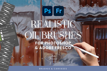 Realistic Oil Brushes Photoshop, a Brush Add-On by Julia Dreams