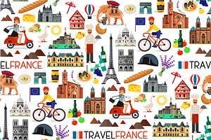 France Travel Icons.