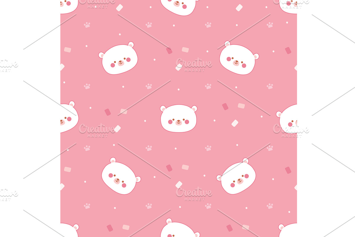 Funny kawaii bear seamless pattern, an Animal Illustration by Valerie Bodnar