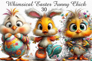 Whimsical Easter Funny Chick Clipart, an Illustration by Craft Nest