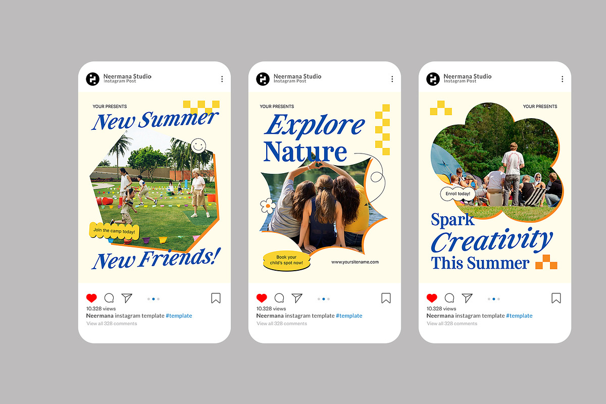 Retro Summer Camp Instagram Post, a Social Media Template by Neermana (Photo 4 of 4)