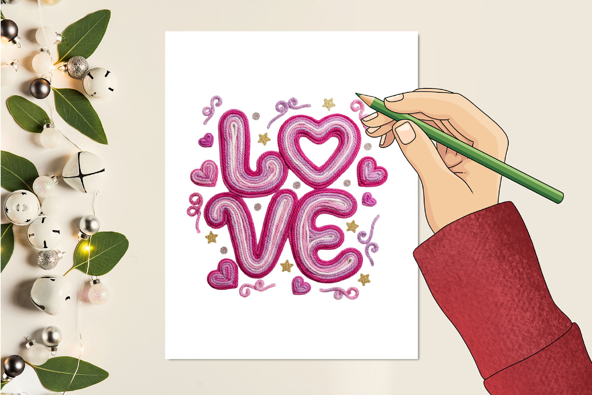Faux Yarn Valentine Png Crochet Love, an Illustration by designcity5 (Photo 7 of 9)