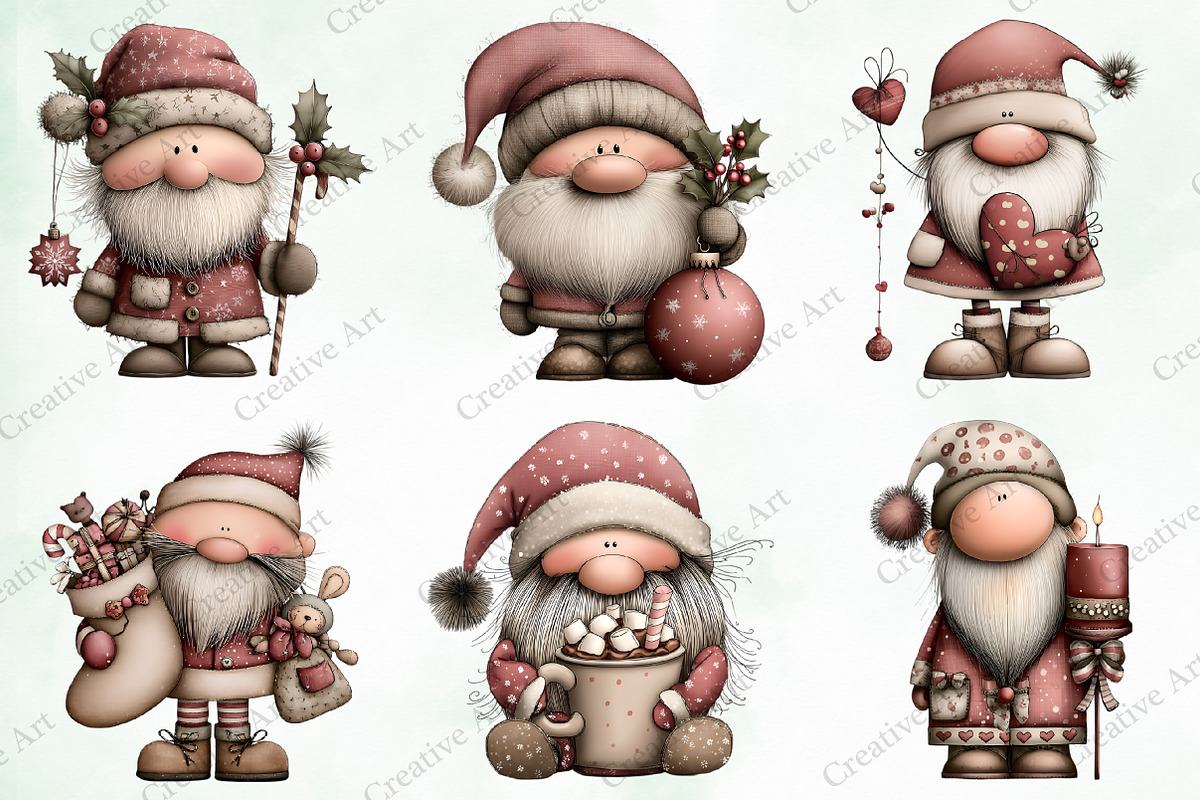 Watercolor Christmas Santa Clipart, an Illustration by Creative Art (Photo 3 of 9)