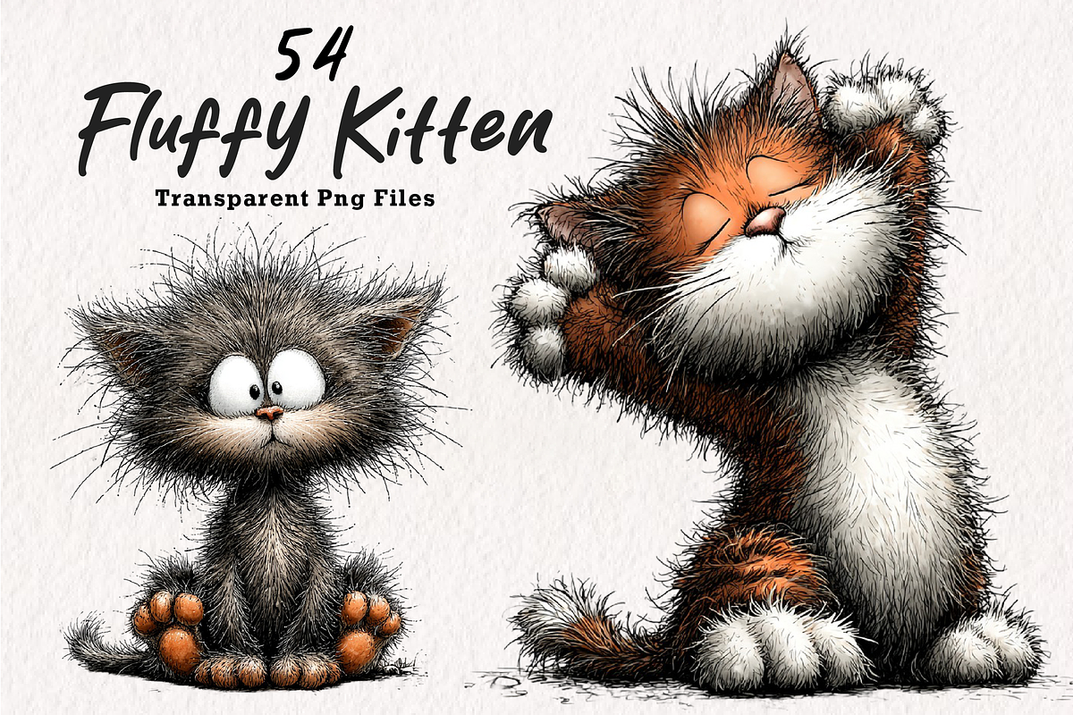 Fluffy Kitten Clipart PNG, an Illustration by CreationArt (Photo 1 of 7)