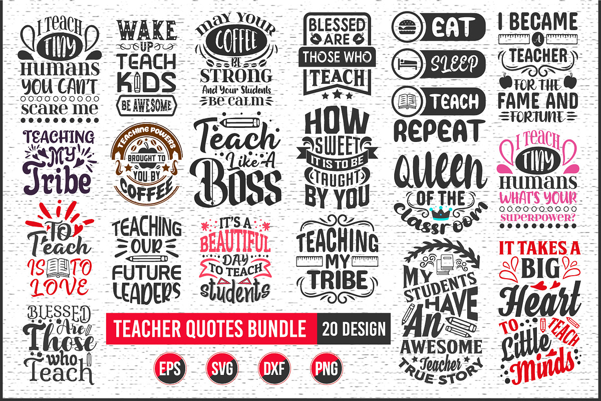 Teacher typographic quotes bundle., a Graphic by Uniquesvg99 (Photo 1 of 21)
