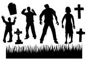 Zombies Silhouettes Clip Arts, an Object Graphic by Sveta Aho (Thumbnail 2 of 2)