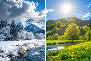 Winter to Spring Transition in Mountain Valley, a Nature Photo by Davizro's Market