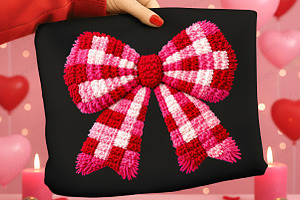 Faux Yarn Valentine Bow Png, an Illustration by Dream Creation